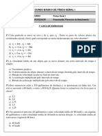 Física I - Lista 1 - Prof. Francinaldo