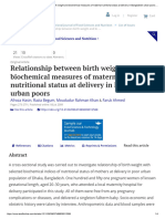 Relationship Between Birth Weight and Biochemical Measures of Maternal Nutritional Status at Delivery in Bangladeshi Urban Poors