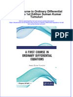 Full Ebook of A First Course in Ordinary Differential Equations 1St Edition Suman Kumar Tumuluri Online PDF All Chapter