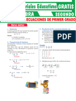 Resolución de Ecuaciones de Primer Grado para Segundo Grado de Secunadria