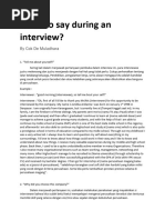 What To Say During An Interview