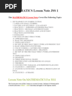 MATHEMATICS Lesson Note JSS 1