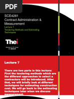 Lecture 7 Tendering and Estimating Methods and Their Application