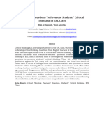 Artikel - Teachers' Questions To Promote Students' Critical Thinking in EFL Class - 20181102030 Rini Al Baqoroh