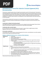 Massgeneral Rehabilitation Protocol ACL