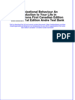 Organizational Behaviour An Introduction To Your Life in Organizations First Canadian Edition Canadian 1st Edition Andre Test Bank