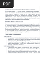 What Is Mass Communication and Types of Mass Communication