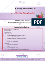 General Biology Practical - BIOL201: Lab 4: Chemistry of Living Organisms