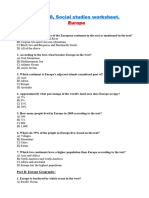 Europe (Grade 8 SS. Worksheet)