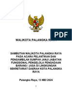 Sambutan Pada Acara Pelantikan Dan Pengukuhan JFT Pengelola Pengadaan Barang Dan Jasa