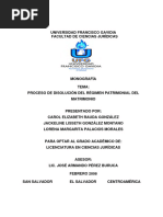 Proceso de Disolución Del Régimen Patrimonial Del