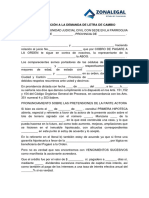 Contestacion A La Demanda de Letra de Cambio