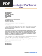 Guarantee Letter For Tourist Visa