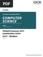 COMPUTER SCIENCE. H446 - 03 Summer 2017 Examination Series Set C Medium A LEVEL. Exemplar Candidate Work. H446 For First Teaching in 2015