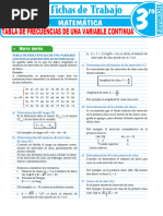 Tabla de Frecuencias de Una Variable Continua para Tercer Grado de Secundaria