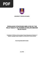 Persuasive Strategies Employed by The Malay Beauty Bloggers in English-Medium Blog Posts