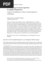 Developing Research Expertise in Applied Linguistics - Capacity-Building For Today's Interdisciplinary Challenges