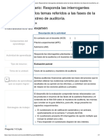 Examen - (AAB01) Cuestionario - Responda Las Interrogantes Planteadas Sobre Los Temas Referidos A Las Fases de La Auditoría y El Muestreo de Auditoría