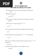 Senior Maths Jets Quiz - 2023