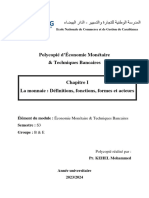 Economie Monétaire - Polycopie - Chapitre I - PR Kehel Mohammed