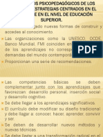 Fundamentos Psicopedagógicos de Los Enfoques y Estrategias Centrados en El Aprendizaje en El Nivel de Educación Superior.