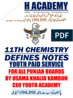 11th Chemistry Definitions Notes by Youth Academy