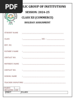 Class 12TH (Commerce) Holiday Assignment 2024-25