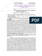 An Analysis of English-Speaking Anxiety of University Students in Nangarhar, Afghanistan