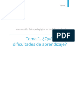 Tema 1. Intervención Psicopedagógica en Las Dificultades de Aprendizaje