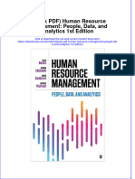 (Download PDF) Human Resource Management People Data and Analytics 1St Edition Full Chapter PDF