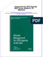 Disaster Management For 2030 Agenda of The SDG 1St Ed Edition V K Malhotra Full Chapter PDF