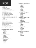 Soal Latihan Vocabulary Family