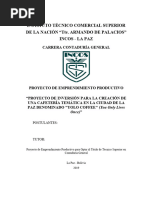 Proyecto de Inversión para La Creación de Una Cafetería Temática en La Ciudad de La Paz Denominado Yolo Coffee (You Only Lives Once)