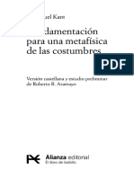 Kant Fundamentos para Una Metafísica de Las Costumbres