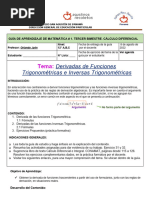 Guia de Aprendizaje 1 Tercer Bimestre Derivada de Funciones Trig 2022