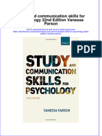 Study and Communication Skills For Psychology 22Nd Edition Vanessa Parson Full Chapter PDF