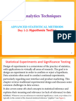 Advanced Statistics Hypothesis Testing