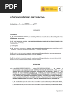 Póliza de Préstamo Participativo: 1 Enero 2024