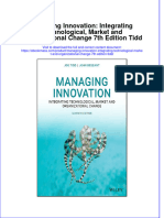 Managing Innovation Integrating Technological Market and Organizational Change 7Th Edition Tidd Full Chapter PDF