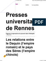 Presses Universitaires de Rennes: Les Relations Entre Le Daquin (L'empire Romain) Et Le Pays Des Sères (L'empire Chinois)