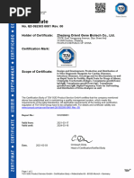 Certificate: No. Q5 092305 0001 Rev. 00 Holder of Certificate: Zhejiang Orient Gene Biotech Co., LTD