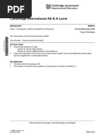 Cambridge International AS & A Level: 9699/12 Sociology