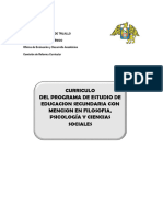 Curriculo Del Programa de Estudio de Educacion Secundaria Con Mencion en Filosofia, Psicología Y Ciencias Sociales