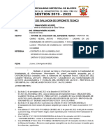 INFORME DE EVALUACION DE EXPEDIENTE TECNICO CARRETERA ANTUYO CASHIAHUI Lev de Obs SOBREVINIENTES