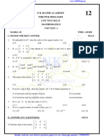 12th Maths EM Unit Test 1 Model Question Paper English Medium PDF Download