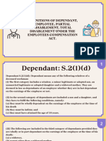 Definitions of Dependant, Employee, Partial Disablement, Total Disablement Under The Employees