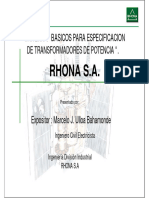 Especificación de Transformadores - RHONA - e