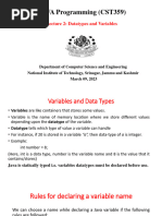 Lecture 2 Datatypes and Variables