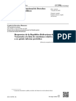 Respuesta de La República Bolivariana de Venezuela A La Lista de Cuestiones Relativa Al Quinto Informe Periódico