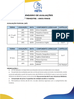 Calendário de Avaliações: 2º Trimestre - Anos Finais